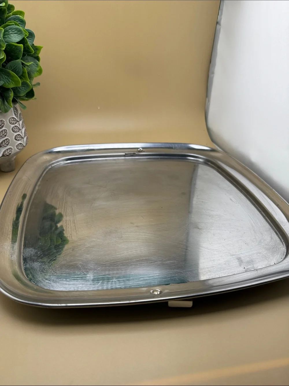 Vintage Lincoln Beautyware Chrome Square Cake Carrier MCM Mid Century Modern USA
